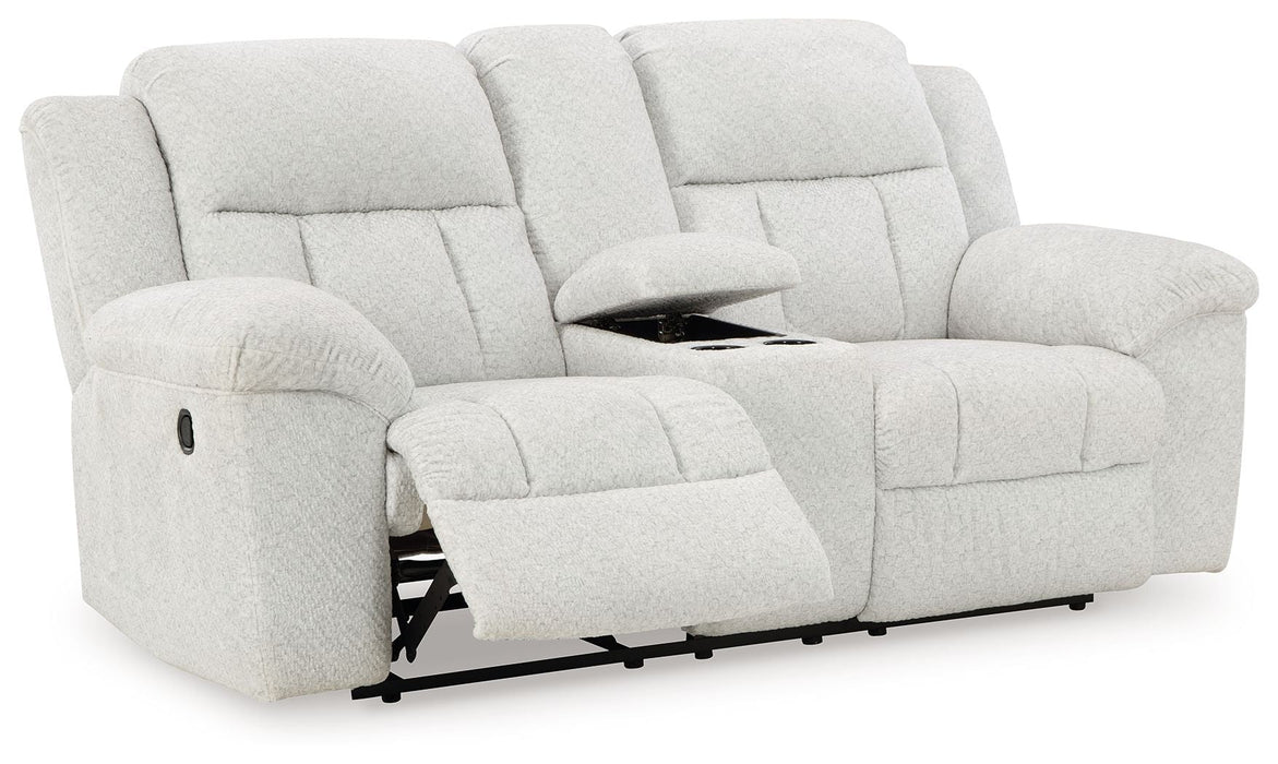 Frohn - Dbl Reclining Loveseat With Console - Fabric - Snow