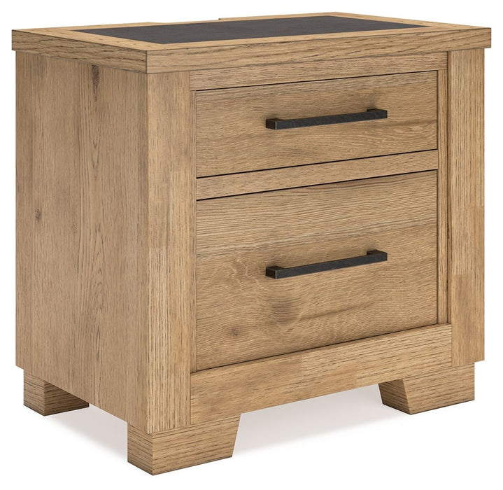 Galliden - Two Drawer Night Stand - Light Brown