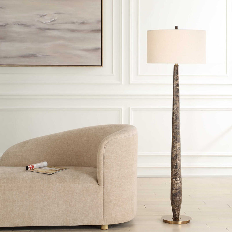 Tyree - Marble Floor Lamp - Brown