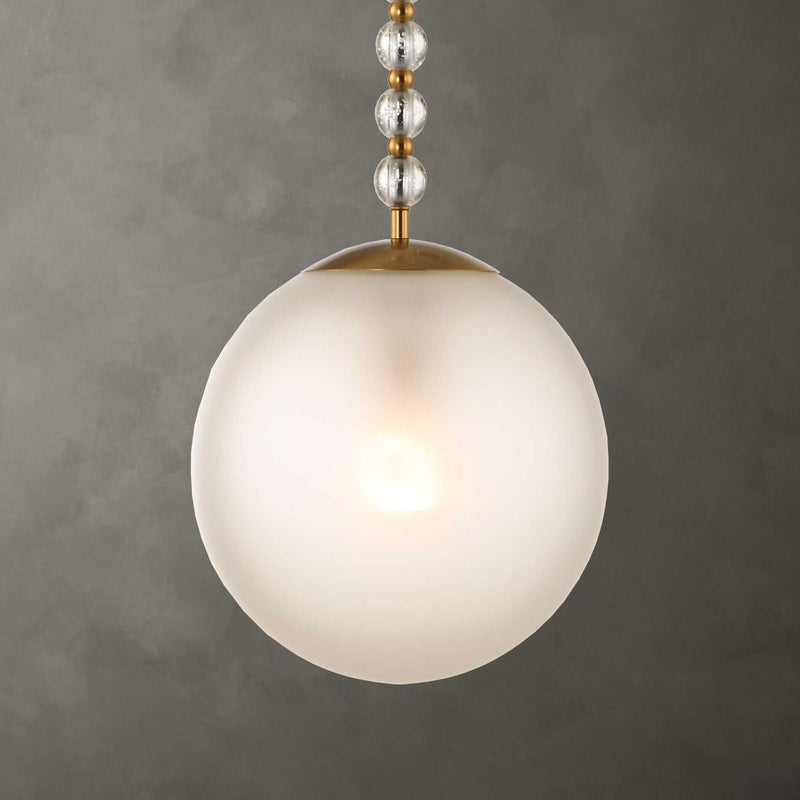 Ripple - 1 Light Frost Glass Pendant - Gold