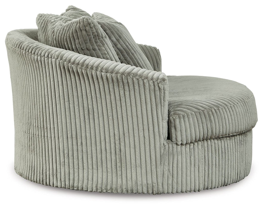 Lindyn - Oversized Swivel Accent Chair - Fabric - Fog