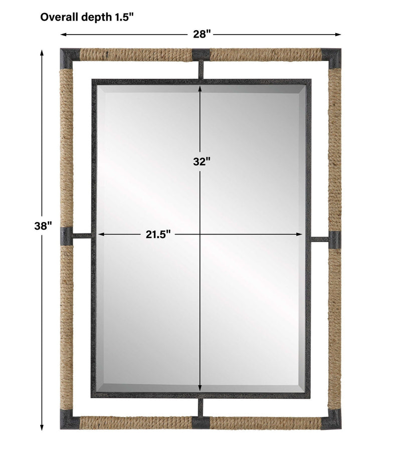 Melville - Iron & Rope Mirror - Light Brown