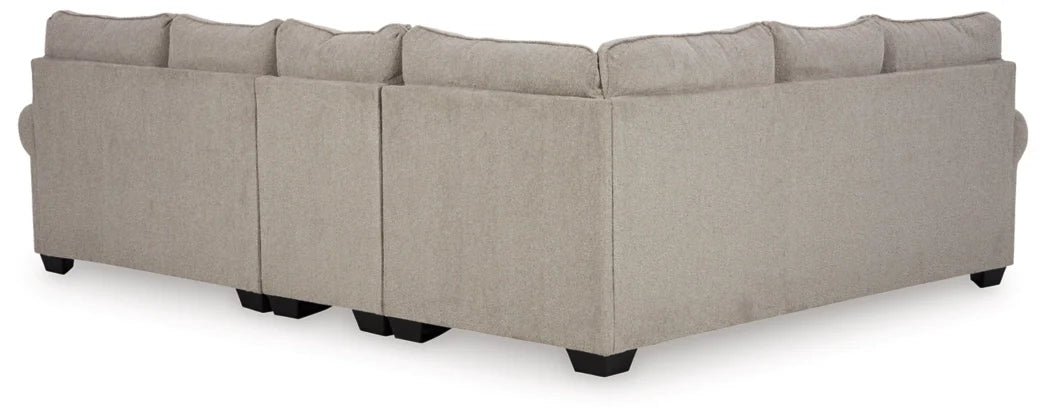 Claireah 3-Piece Sectional left-arm facing sofa with corner wedge, armless chair and right-arm facing loveseat