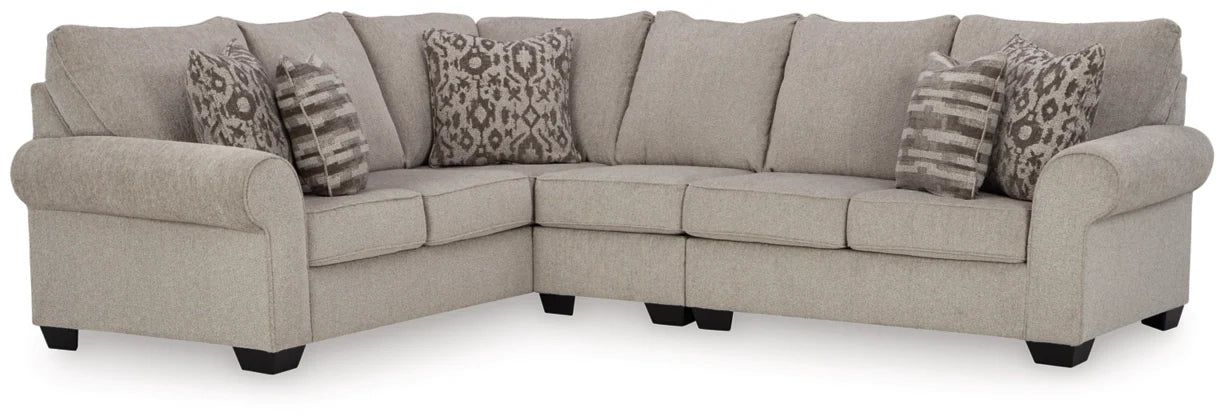 Claireah 3-Piece Sectional left-arm facing sofa with corner wedge, armless chair and right-arm facing loveseat