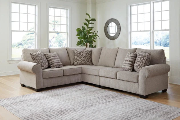 Claireah 3-Piece Sectional left-arm facing sofa with corner wedge, armless chair and right-arm facing loveseat