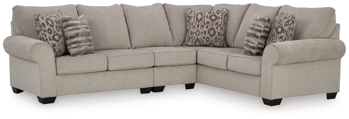 Claireah 3-Piece Sectional left-arm facing loveseat, armless chair and right-arm facing sofa with corner wedge