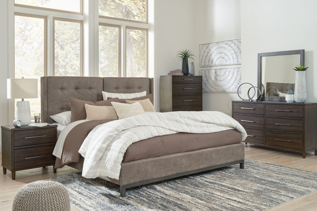 Wittland Brown Upholstered Panel Bed