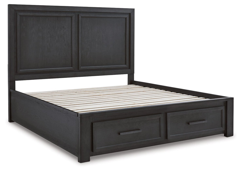 Foyland Black / Brown Panel Storage Bed - Queen