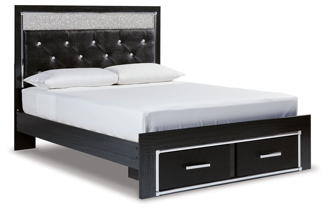 Kaydell Black Upholstered Glitter Panel Storage Bed