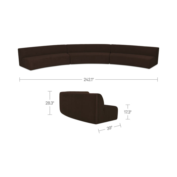 Naomi - 3 Piece Concave Modular Sectional - Dark Brown