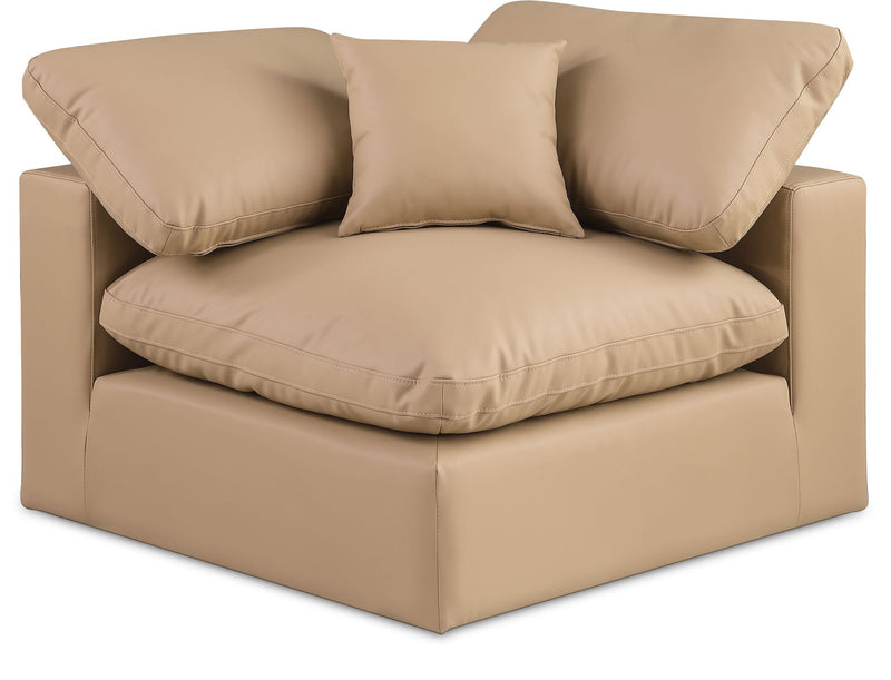 Comfy - Faux Leather Corner Chair - Tan