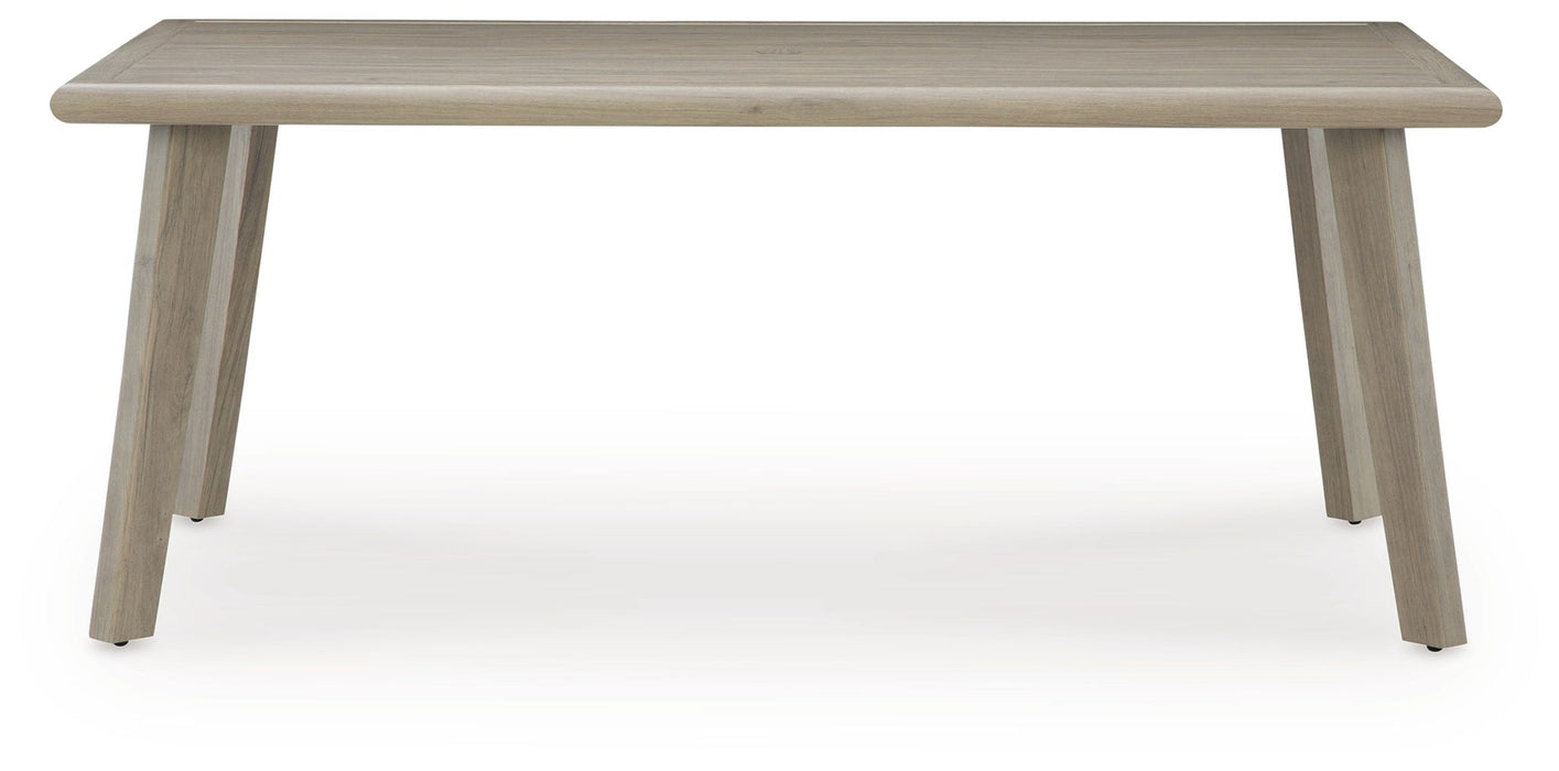 Cliff Trails - Rectangle Dining Table With Umbrella Option - Beige