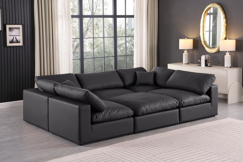 Comfy - 6 Piece Faux Leather Sectional