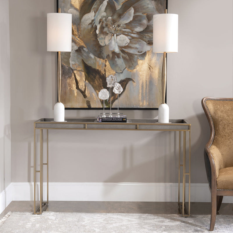 Cardew - Modern Console Table - Silver & Gold