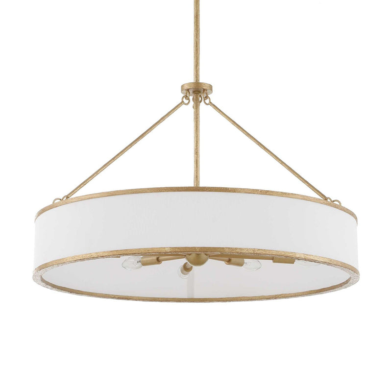 Algiers - 8 Light Drum Pendant - Gold / White