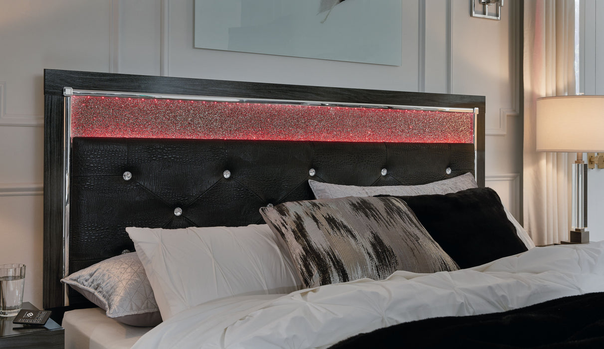 Kaydell Black Upholstered Glitter Panel Storage Bed