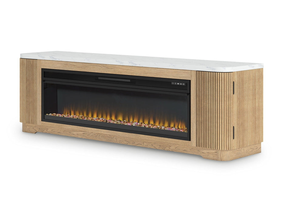 Camdill - 80" TV Stand With Electric Fireplace - Light Brown