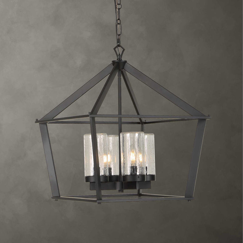 Evanston - 4 Light Indoor-Outdoor Pendant - Black