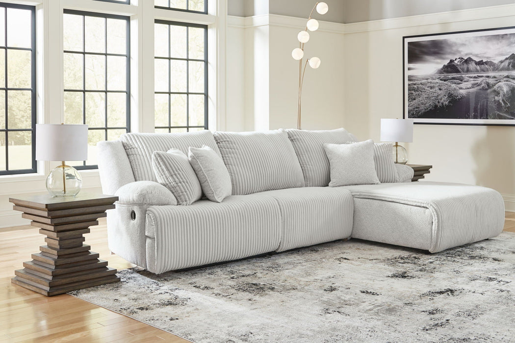 Top Tier - 3-Piece Sectional Sofa With RAF Press Back Chaise - Alloy