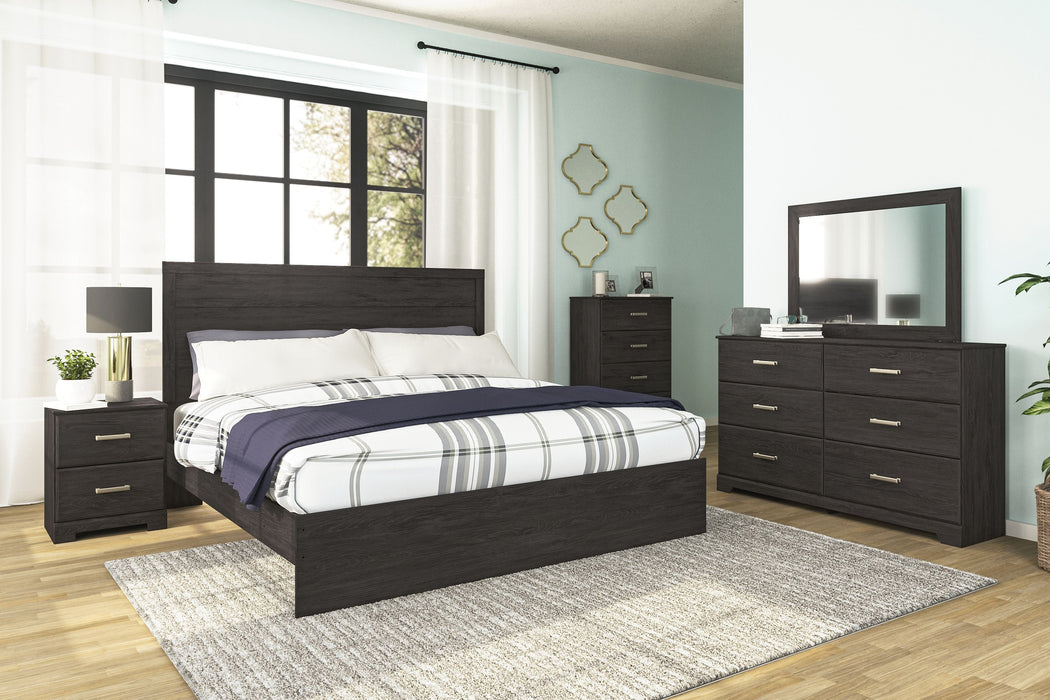 Belachime Black Panel Bed - King