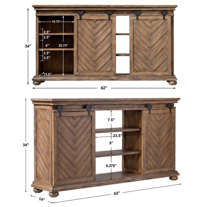 Primalia - Barn Door Media Console - Light Brown