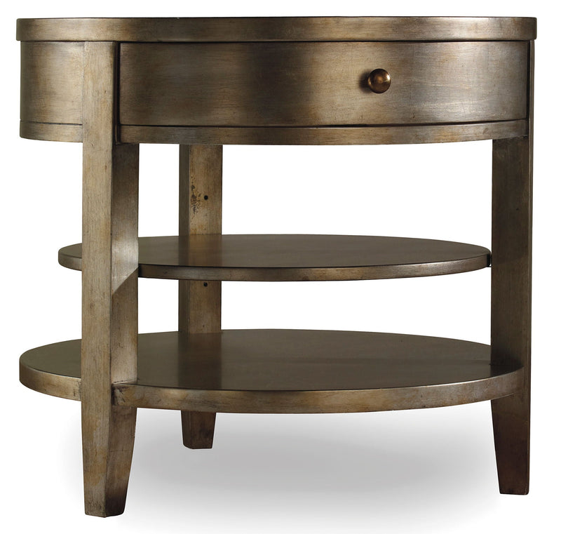Sanctuary - 1-Drawer Round Lamp Table - Visage / Dark Brown