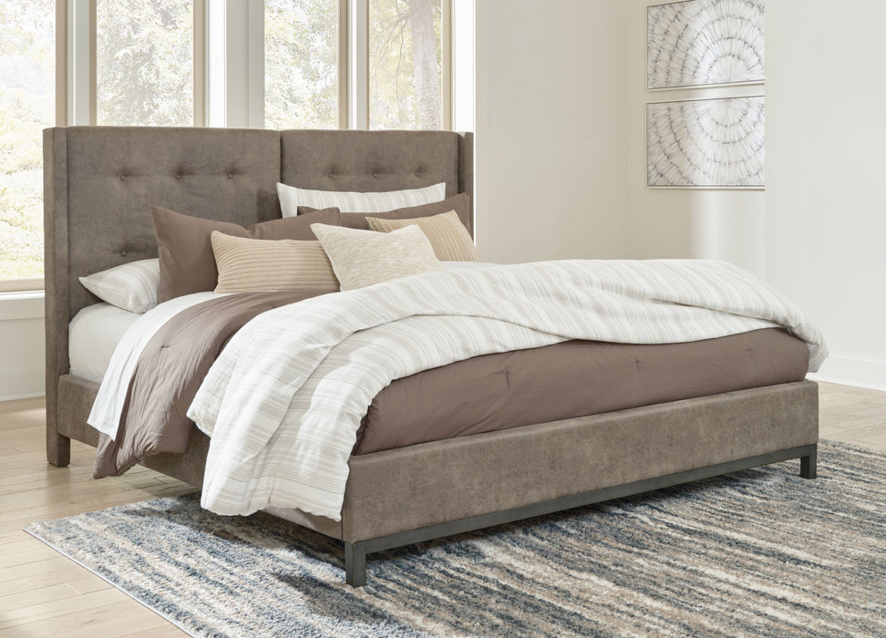 Wittland Brown Upholstered Panel Bed