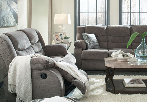 Tulen Reclining Loveseat - Gray - Furniture Depot