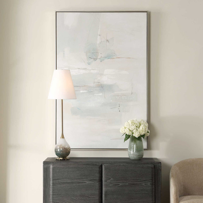 One And Only - Hand Painted Abstract Art - Blue / Brown / Gray / White