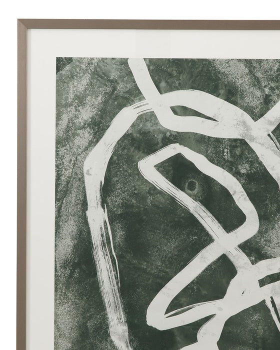 Chalk Line II Framed Print - Green / White