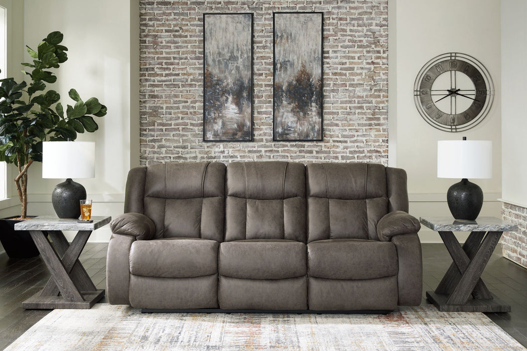 First Base - Reclining Sofa - Faux Leather - Gunmetal