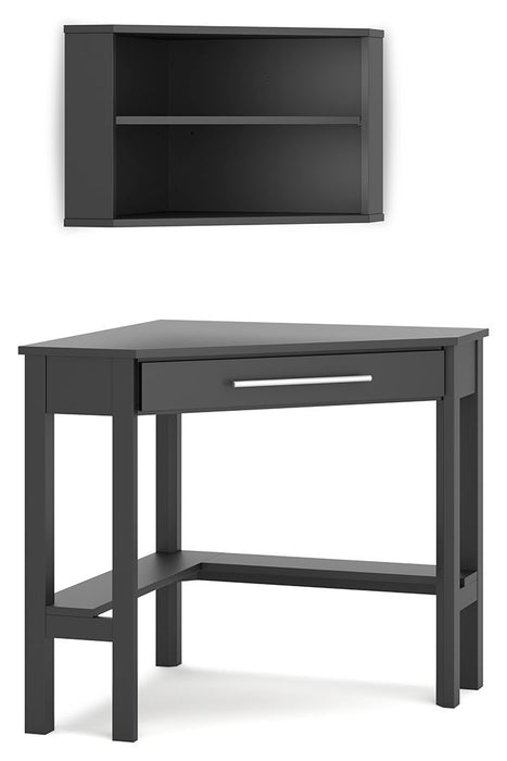 Otaska Black Corner Desk, Bookcase