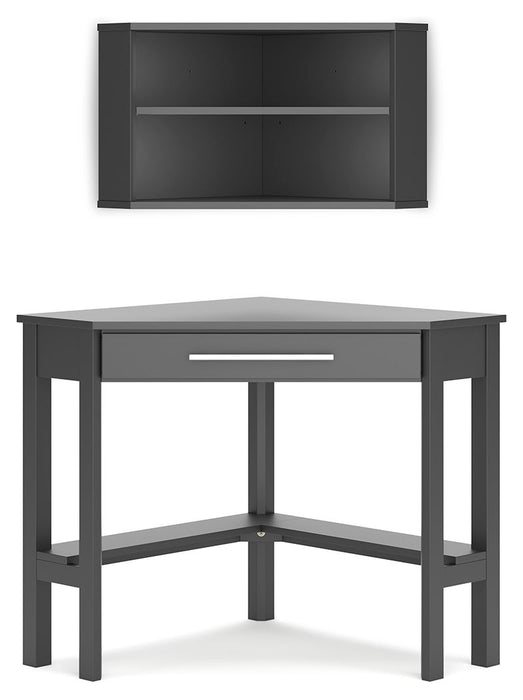 Otaska Black Corner Desk, Bookcase