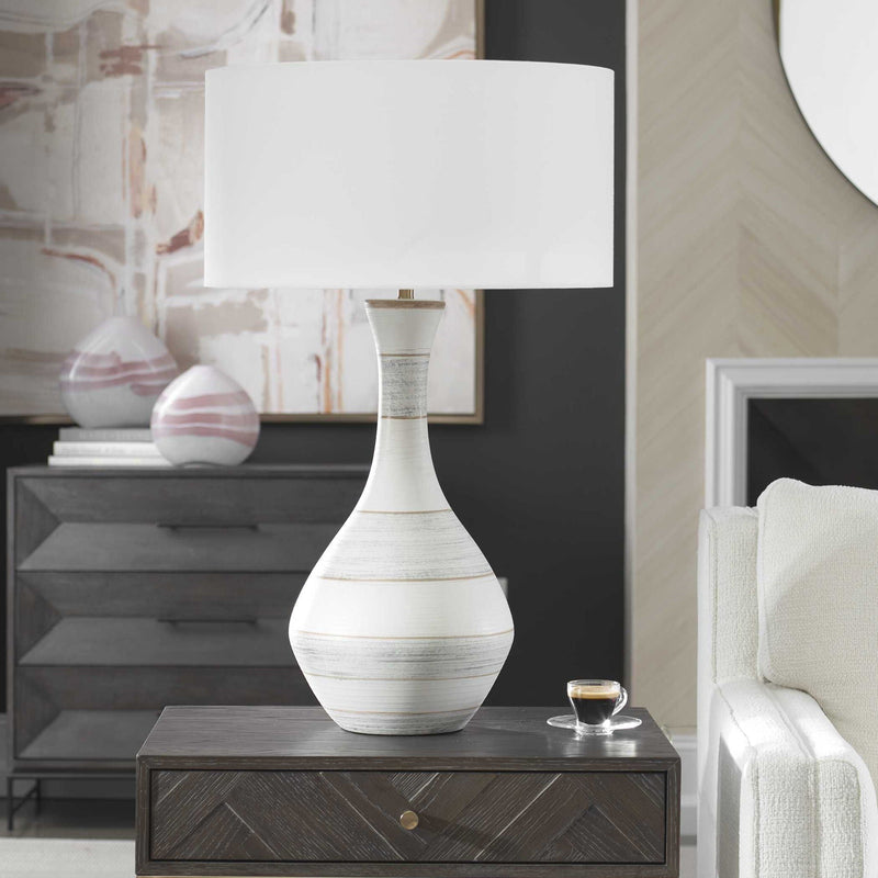 Potter - Table Lamp - Striped Ivory Blue