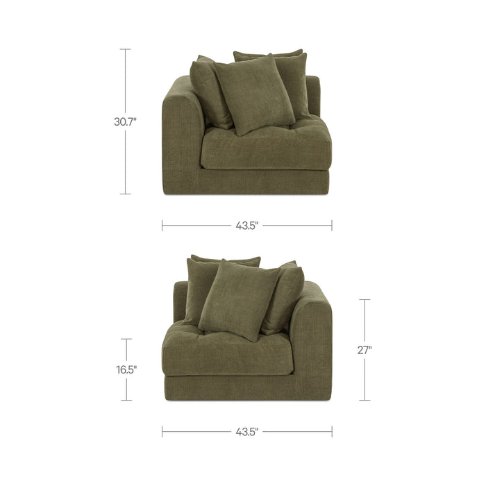 Davie - Corner Chair - Olive Green