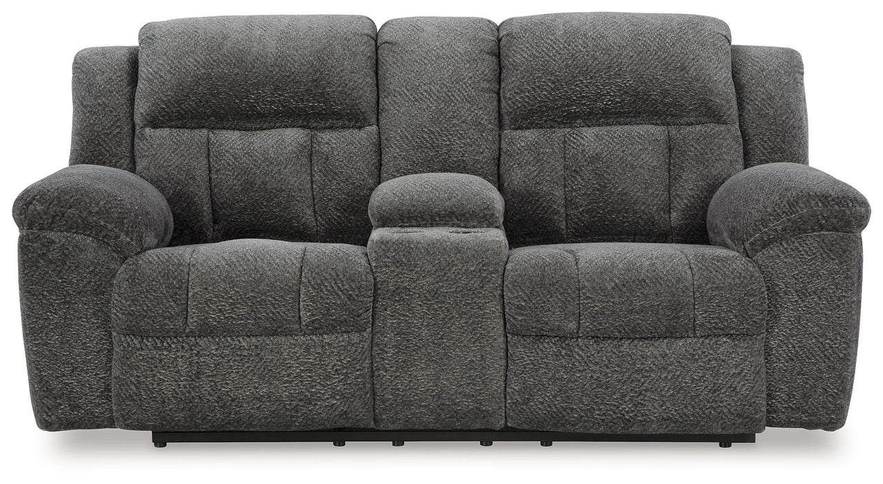 Frohn - Dbl Reclining Loveseat With Console - Fabric - Graphite