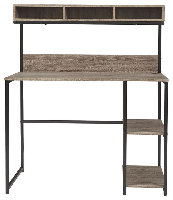 Daylicrew Grayish Brown / Gunmetal Home Office Desk And Hutch