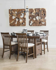 Langley - Complete Counter Height Table With Wine Storage - Tawny Brown