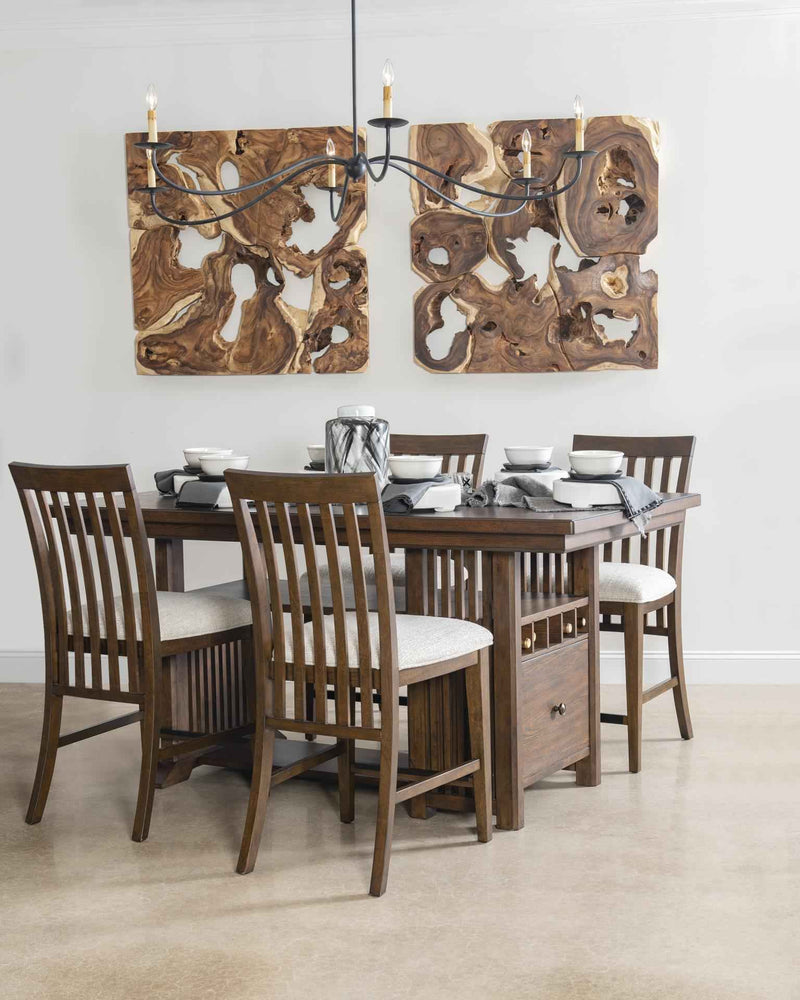 Langley - Complete Counter Height Table With Wine Storage - Tawny Brown