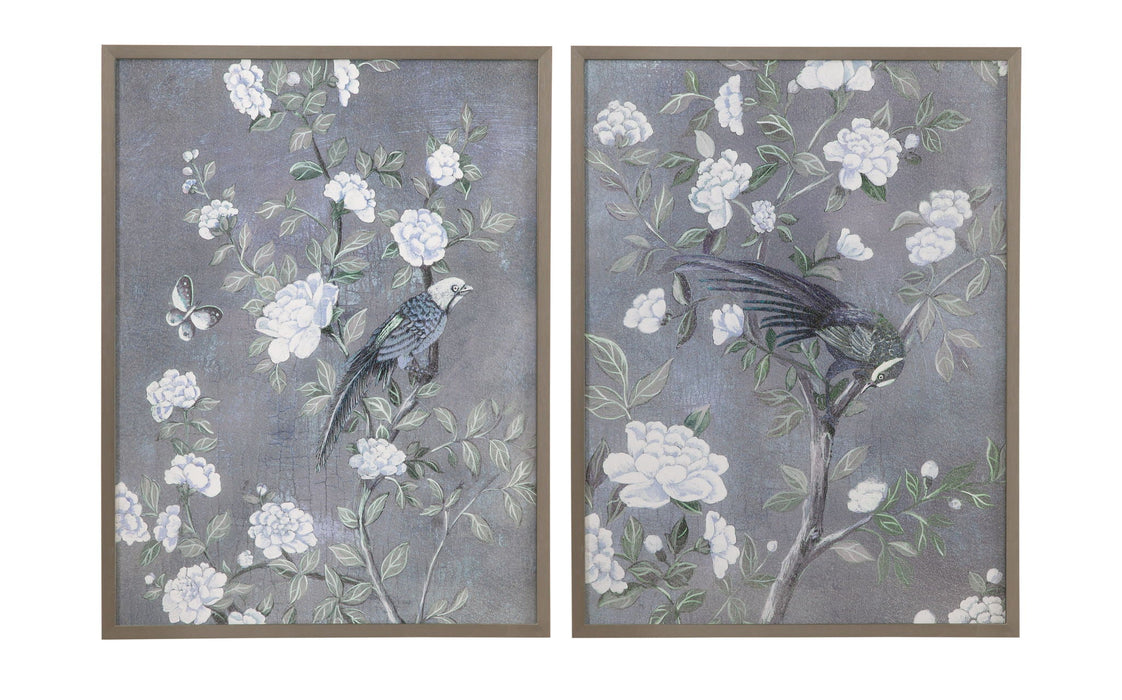 Birds & Blooms II Framed Print - Dark Gray