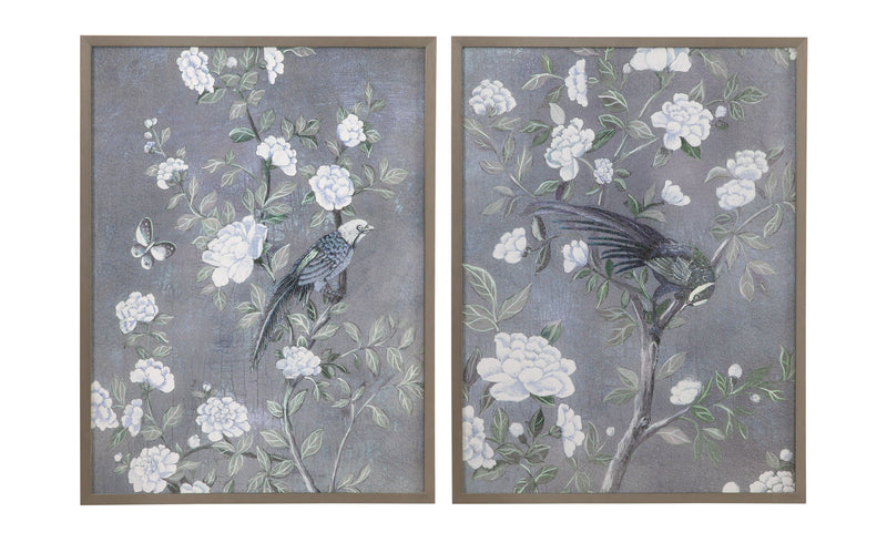 Birds & Blooms I Framed Print - Dark Gray