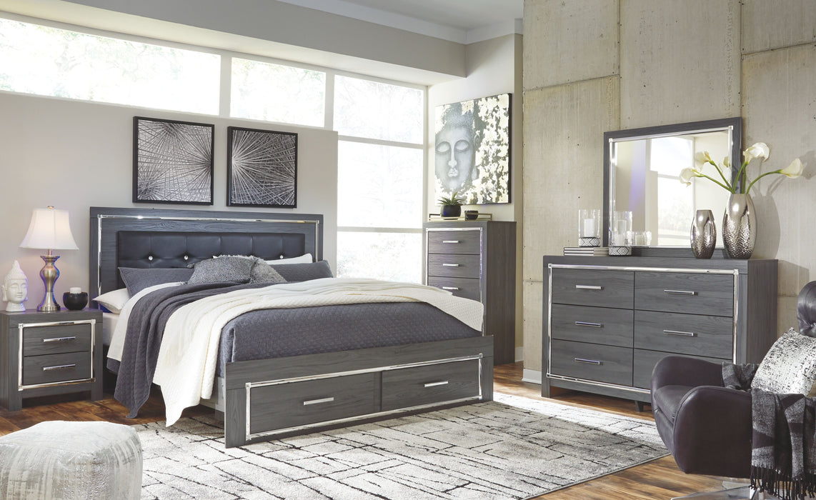 Lodanna Gray Panel Bed With 2 Storage Drawers