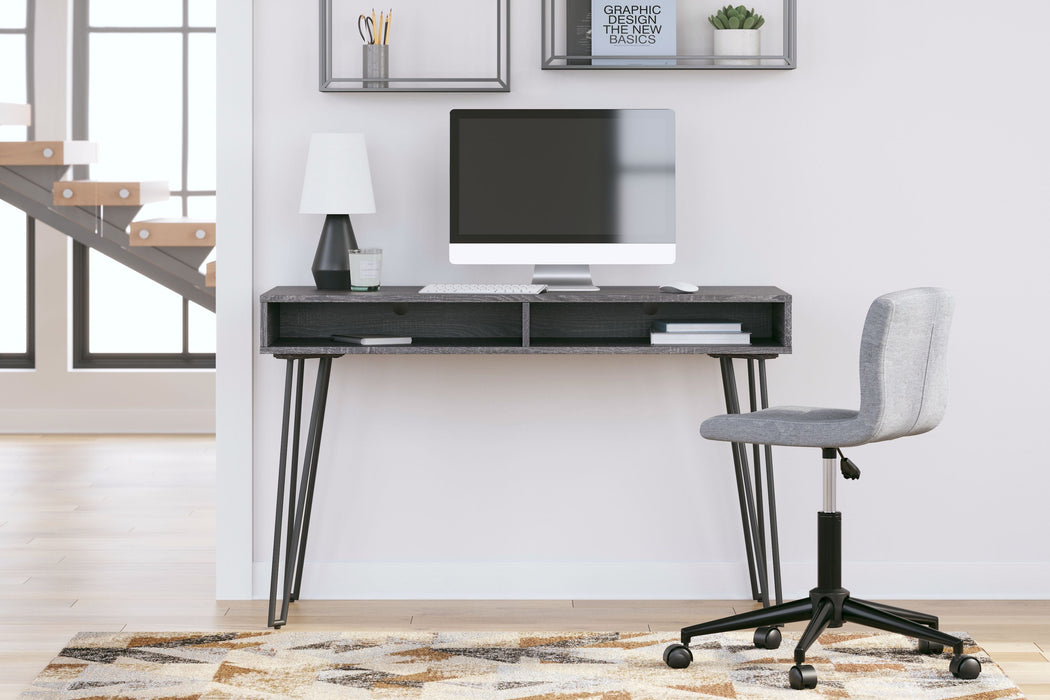 Strumford Charcoal / Black Home Office Desk With 2 Open Storages