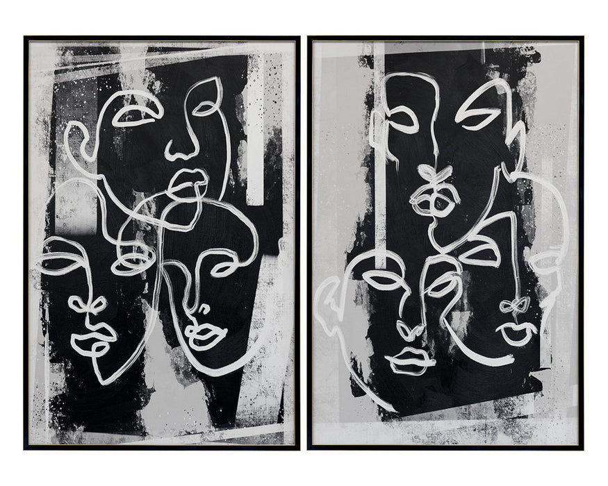 Face To Face (Set Of 2) - 40" X 60" - Black Floater Frame
