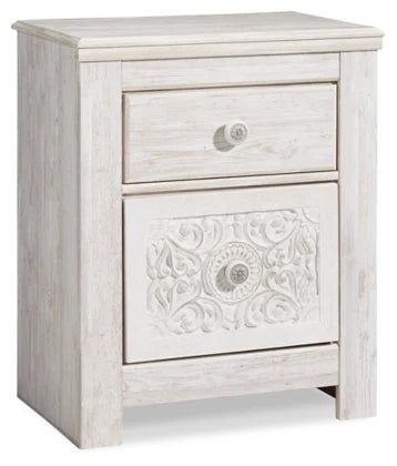 Paxberry Two Drawer Night Stand- Whitewash - Furniture Depot (3694747779125)