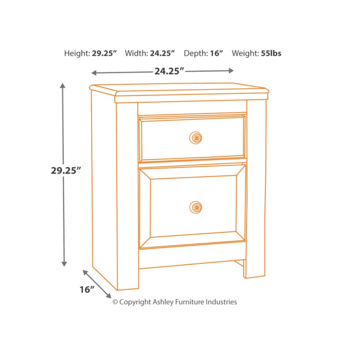 Paxberry Two Drawer Night Stand- Whitewash - Furniture Depot (3694747779125)