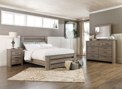 Zelen Queen Panel Bed, Dresser, Mirror and Nightstand