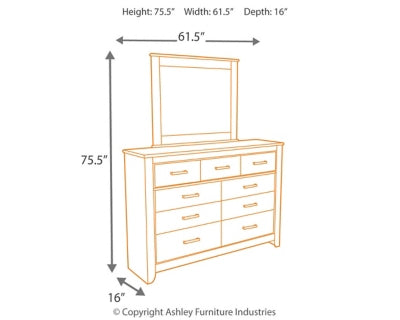 Zelen Queen Panel Bed, Dresser, Mirror and Nightstand