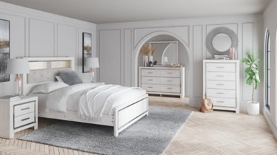 Altyra Queen Bookcase Headboard, Dresser and Mirror  (White)