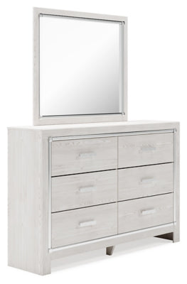 Altyra Full Panel Bed, Dresser, Mirror and Nightstand (White)